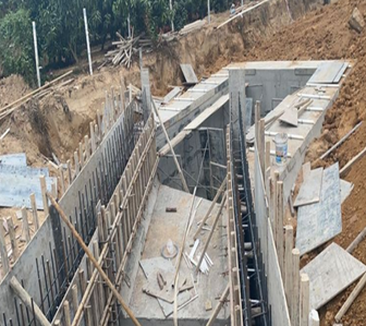 常青泵站二期土建工程穿堤部分，消力池